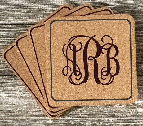 Personalized Cork Coasters – Custom Laser Engraved Set (Round or Square)Set of 4